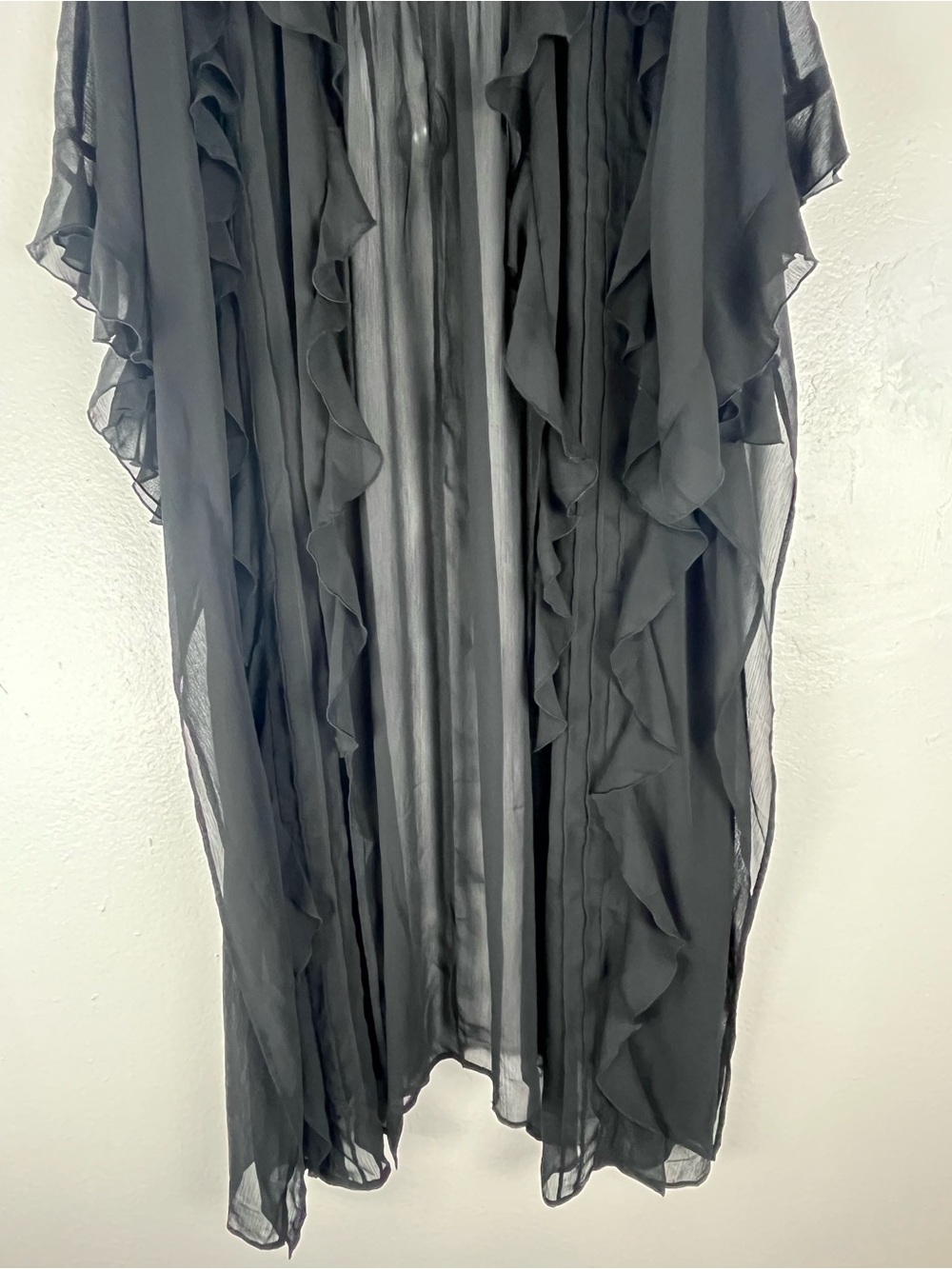 TORRID Black Sheer Ruffle Trim Sleeves Kimono Cardigan Size 3X/4X Boho - Picture 10 of 10